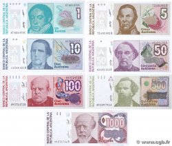 1, 5, 10, 50, 100 et 1000 Austral Lot ARGENTINE  1985 P.323 à P.329