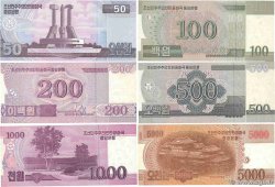 50 au 5000 Won SPECIMEN Lot NORTH KOREA  2002 P.60s au P.64s et P.67s UNC