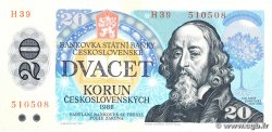 20 Korun CZECHOSLOVAKIA  1988 P.095a VF