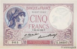 5 Francs FEMME CASQUÉE FRANCE  1928 F.03.12