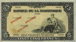 25 Francs Spécimen MARTINIQUE  1943 P.17s XF