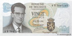 20 Francs BELGIUM  1964 P.138 AU