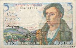 5 Francs BERGER FRANKREICH  1943 F.05.05