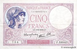 5 Francs FEMME CASQUÉE modifié FRANCE  1939 F.04.04 VF