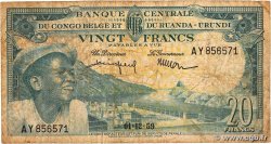 20 Francs CONGO BELGE  1959 P.31 B