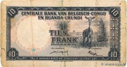 10 Francs CONGO BELGE  1958 P.30b TB