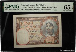 5 Francs ALGERIEN  1933 P.077a