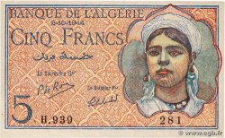 5 Francs ALGERIA  1944 P.094b AU+