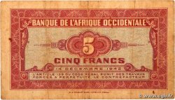 5 Francs  FRENCH WEST AFRICA  1942 P.28b fS