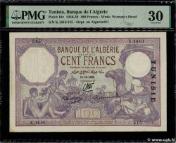 100 Francs TUNISIA  1938 P.10c VF