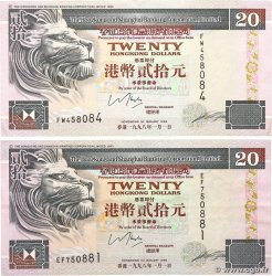 20 Dollars Lot HONG KONG  1998 P.201d VF+