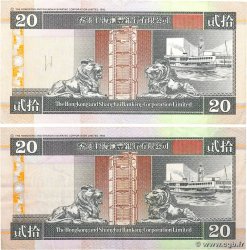 20 Dollars Lot HONG KONG  1998 P.201d VF+