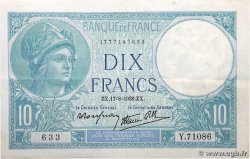 10 Francs MINERVE modifié FRANCE  1939 F.07.05 TTB+