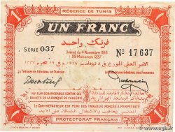 1 Franc TUNISIA  1918 P.43 VF