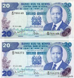 20 Shillings Lot KENYA  1984 P.21c XF