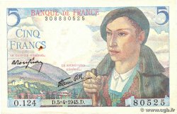 5 Francs BERGER FRANKREICH  1945 F.05.06