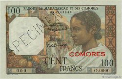 100 Francs - 20 Ariary Spécimen COMOROS  1961 P.03bs XF+