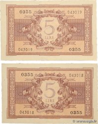 5 Lire Consécutifs ITALIE  1944 P.031b SUP+