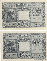 10 Lire Lot ITALY  1944 P.032c