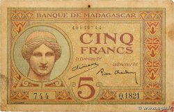 5 Francs MADAGASKAR  1937 P.035 fS