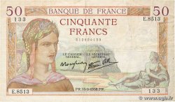 50 Francs CÉRÈS modifié FRANKREICH  1938 F.18.14