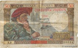 50 Francs JACQUES CŒUR FRANCE  1940 F.19.01 F-