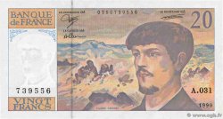 20 Francs DEBUSSY à fil de sécurité FRANCIA  1990 F.66bis.01A31 AU