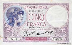 5 Francs FEMME CASQUÉE FRANCE  1933 F.03.17 VF+