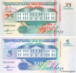 25 Gulden Lot SURINAM  1991 P.136a et P.138a ST