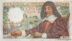 100 Francs DESCARTES FRANCE  1942 F.27.01