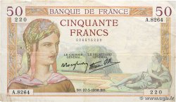 50 Francs CÉRÈS modifié FRANCE  1938 F.18.13