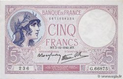 5 Francs FEMME CASQUÉE modifié FRANCE  1940 F.04.16 pr.SPL