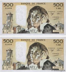 500 Francs PASCAL Consécutifs FRANCE  1990 F.71.43