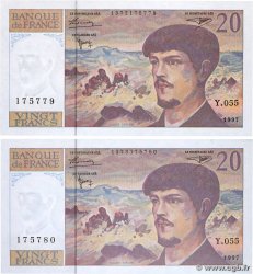 20 Francs DEBUSSY Modifié Consécutifs FRANCE  1997 F.66ter.02