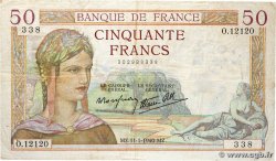 50 Francs CÉRÈS modifié FRANCE  1940 F.18.37