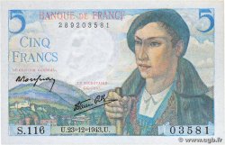 5 Francs BERGER FRANCIA  1943 F.05.05 q.FDC