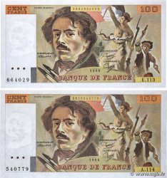 100 Francs DELACROIX modifié Lot FRANCE  1986 F.69.10