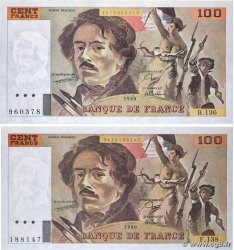 100 Francs DELACROIX imprimé en continu Lot FRANCE  1990 F.69bis.01a