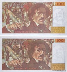 100 Francs DELACROIX imprimé en continu Lot FRANCE  1990 F.69bis.01a UNC-