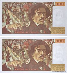 100 Francs DELACROIX imprimé en continu Consécutifs FRANCIA  1991 F.69bis.03b2 q.FDC