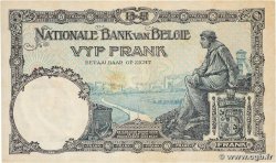 5 Francs BELGIUM  1929 P.097b XF