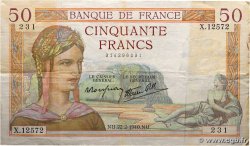 50 Francs CÉRÈS modifié FRANCE  1940 F.18.39