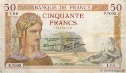 50 Francs CÉRÈS modifié FRANCE  1937 F.18.04