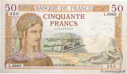 50 Francs CÉRÈS modifié FRANCE  1938 F.18.18