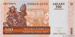 2500 Francs - 500 Ariary MADAGASCAR  2004 P.088b FDC