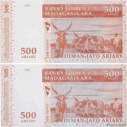 2500 Francs - 500 Ariary Lot MADAGASCAR  2004 P.088a UNC-