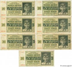 20 Korun Lot BOHEMIA & MORAVIA  1944 P.09a F - VF