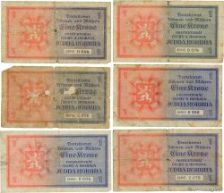 1 Koruna Lot BOHEMIA & MORAVIA  1940 P.03a VG