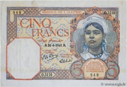 5 Francs ALGERIA  1941 P.077b