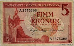 5 Kronur ICELAND  1957 P.37a